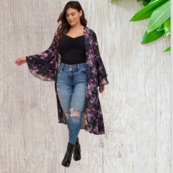 torrid Jackets & Blazers - TORRID Lurex Chiffon Maxi Kimono